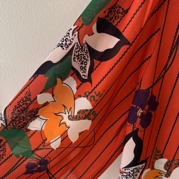 Floral multi color blouse with Bow Tie & Smocked Cuff - Picture 7 of 10